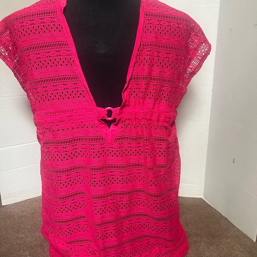Profile by gotten Women's Pink Lace swimsuit cover up EUC sz med